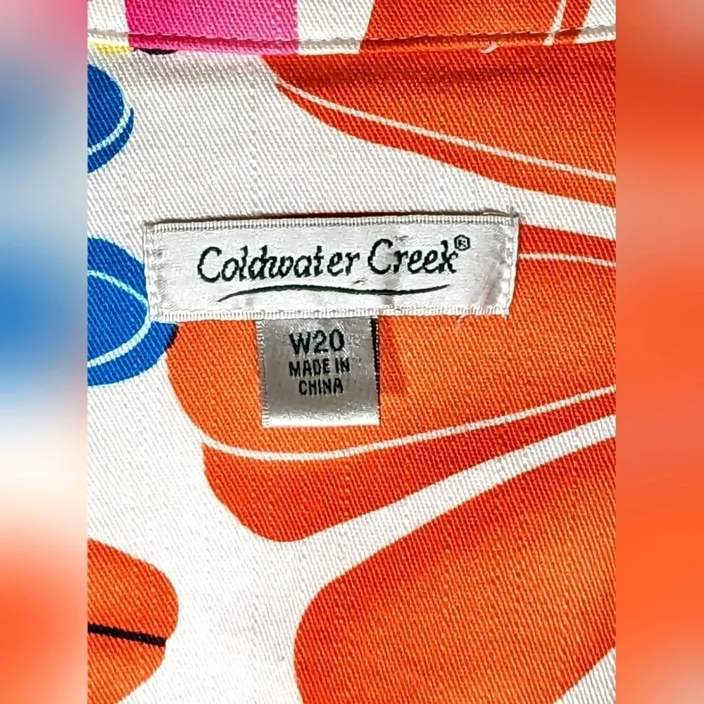 Coldwater Creek Bright Multi Color Floral Cotton Blend Zip Up Jacket Size W20